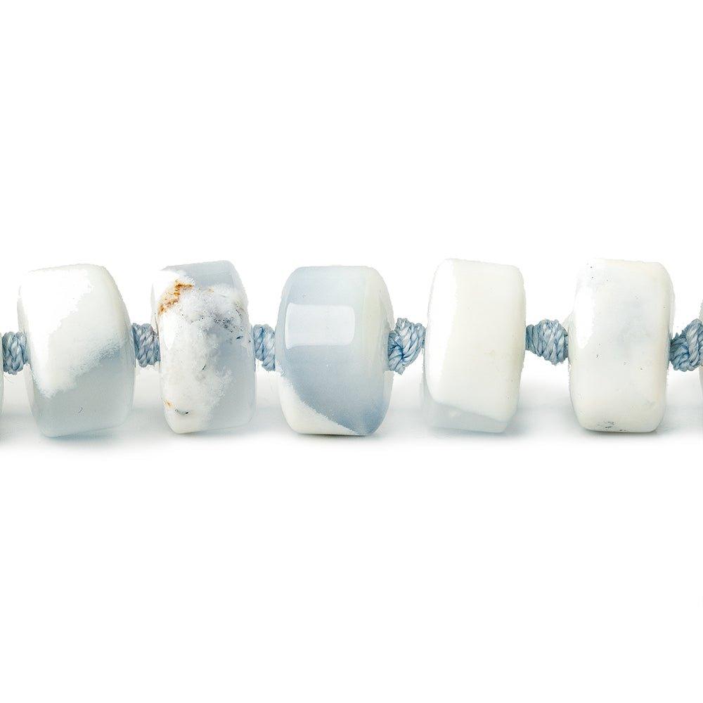14mm Dendritic Blue & White Opal Plain Heishi Beads 16 inch 35 pieces - The Bead Traders