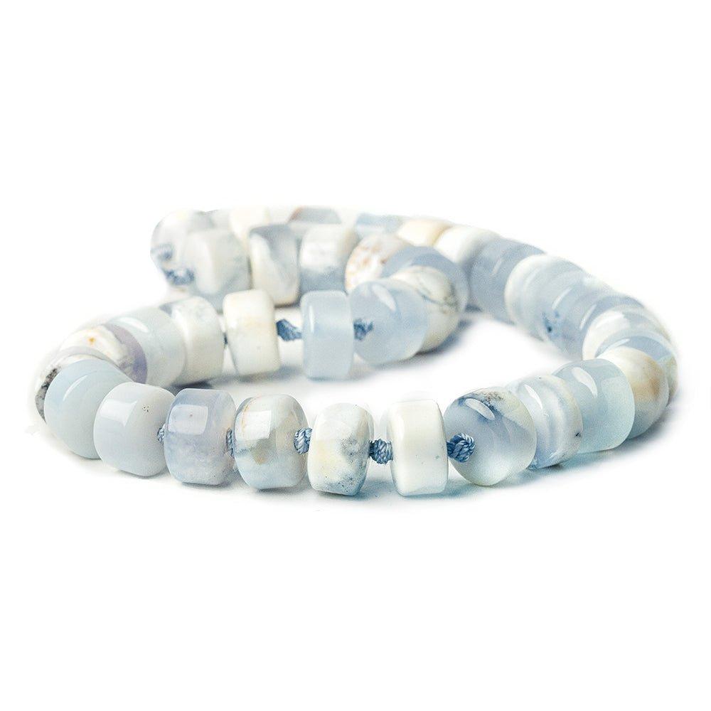 14mm Dendritic Blue & White Opal Plain Heishi Beads 16 inch 35 pieces - The Bead Traders