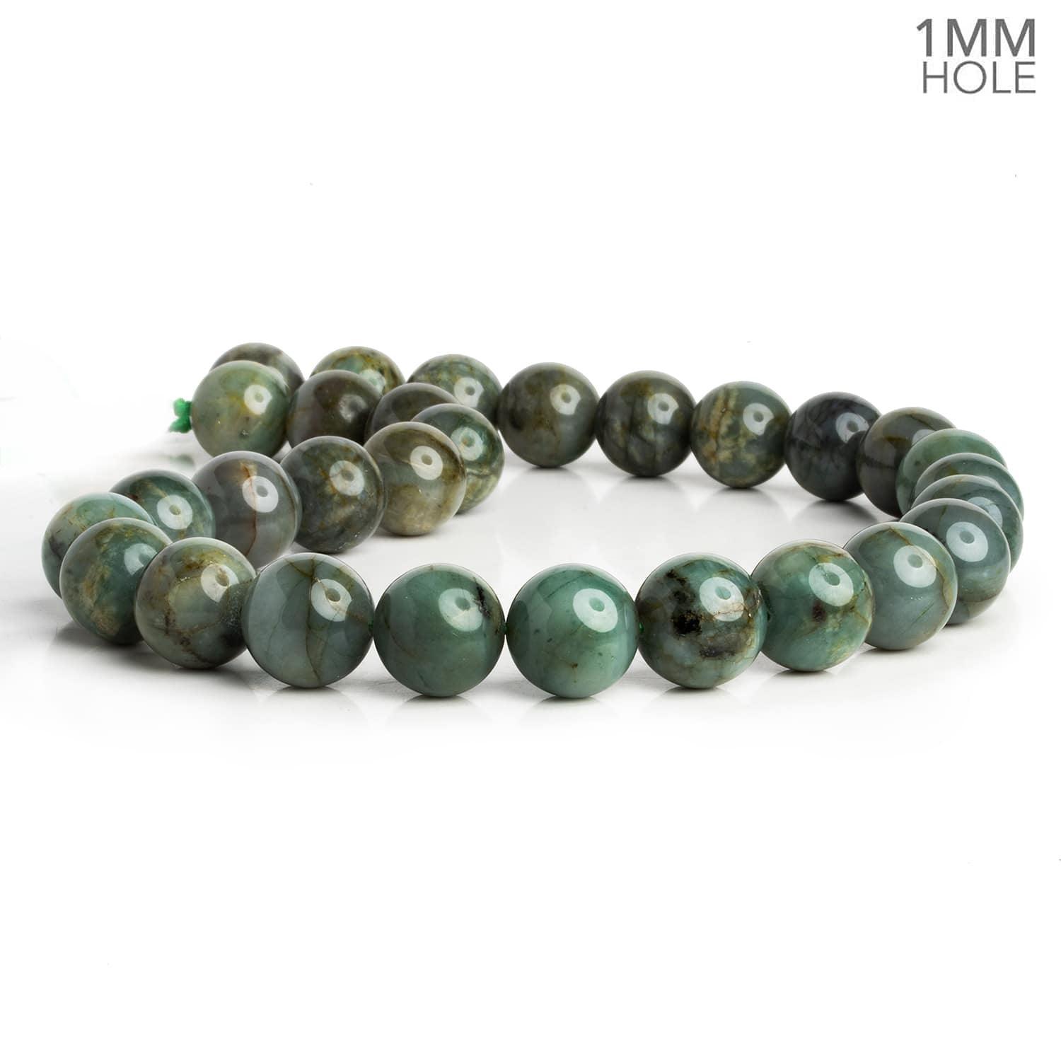 14mm Emerald Plain Rounds 16 inch 29 beads - The Bead Traders
