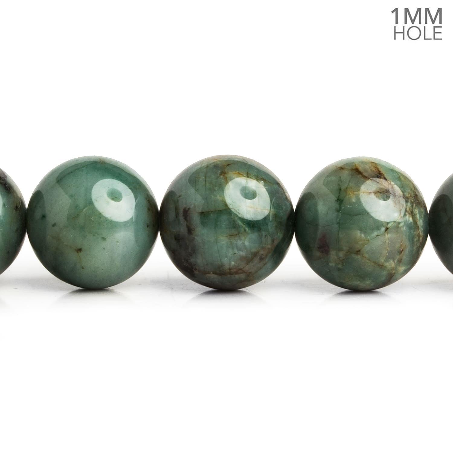 14mm Emerald Plain Rounds 16 inch 29 beads - The Bead Traders