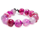 14mm Fuschia & Purple Banded Agate faceted rounds 7 inches 14 beads - The Bead Traders