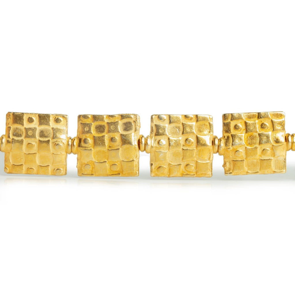 14mm Gold Checkerboard Squares 8 inch 15 beads - The Bead Traders