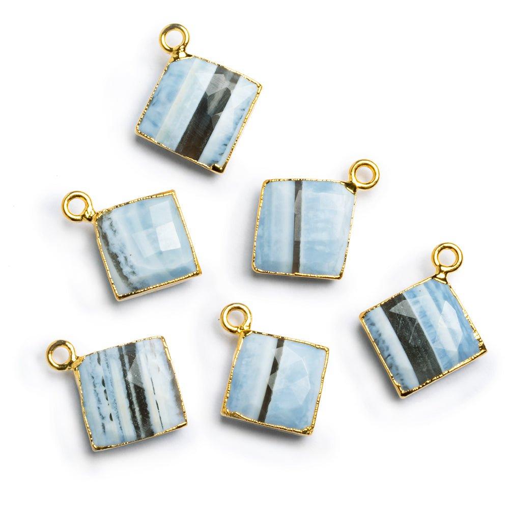 14mm Gold Leafed Denim Opal Faceted Square Pendant 1 Piece - The Bead Traders