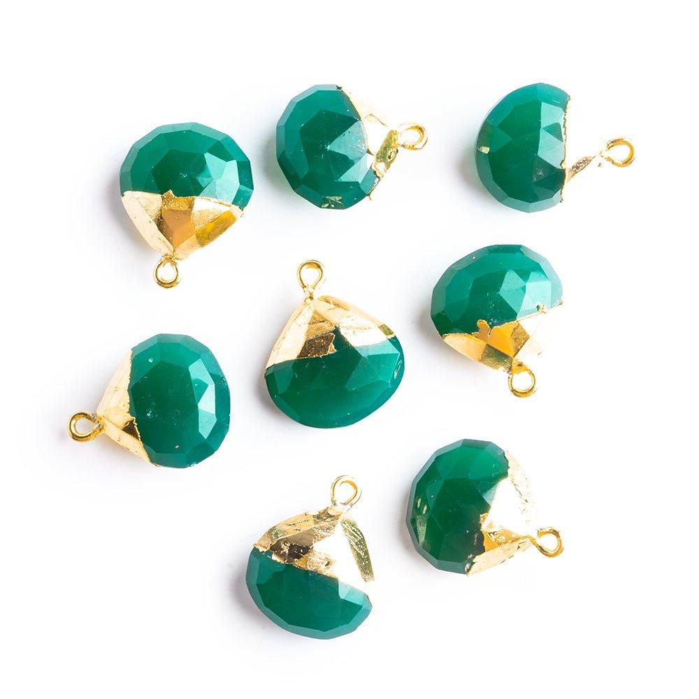 14mm Gold Leafed Green Chalcedony Focal Pendants - Lot of 8 - The Bead Traders