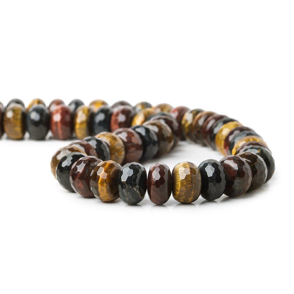 14mm Multi Color Tiger's Eye faceted rondelle beads 15.5 inch 46 pieces - The Bead Traders