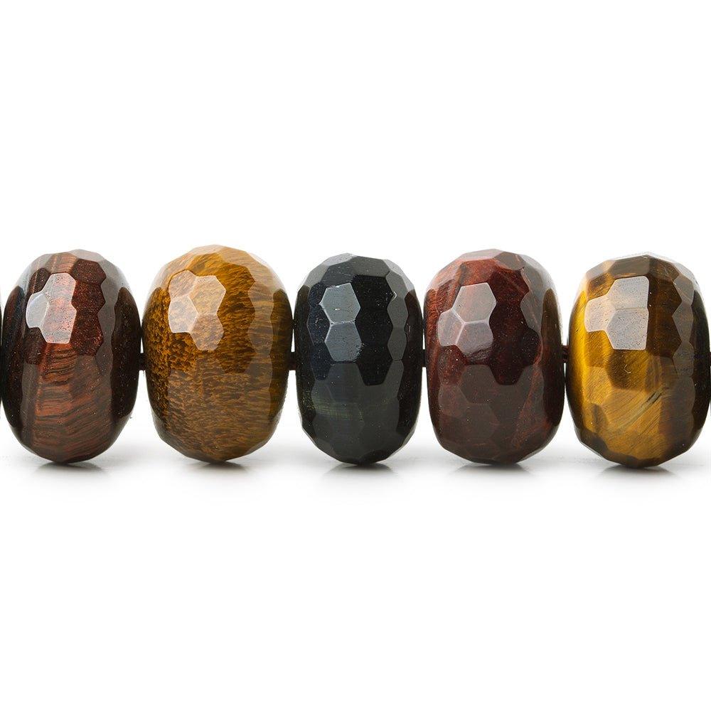 14mm Multi Color Tiger's Eye faceted rondelle beads 15.5 inch 46 pieces - The Bead Traders