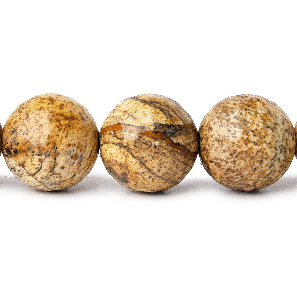 14mm Picture Jasper faceted round Beads 7 inches 13 pieces - The Bead Traders