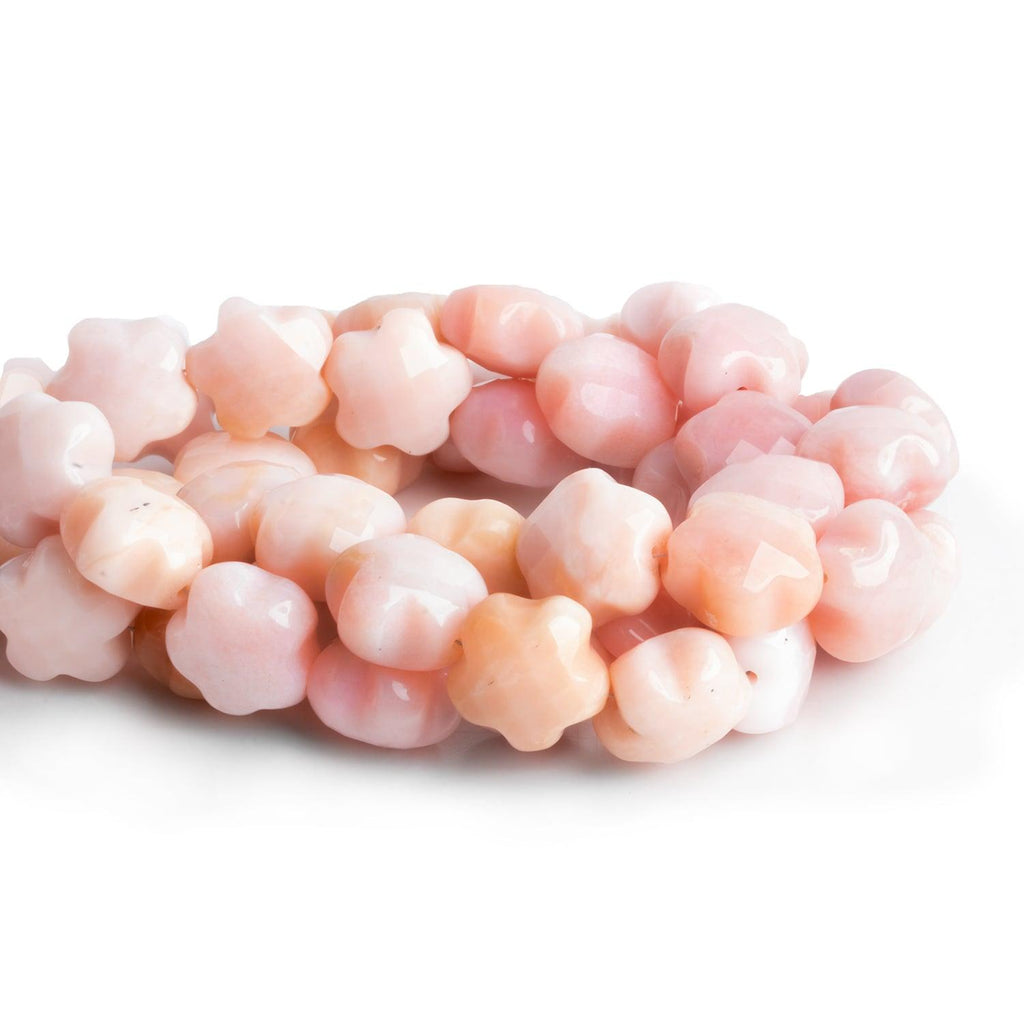 14mm Pink Peruvian Opal Faceted Flowers 9 inch 17 beads - The Bead Traders