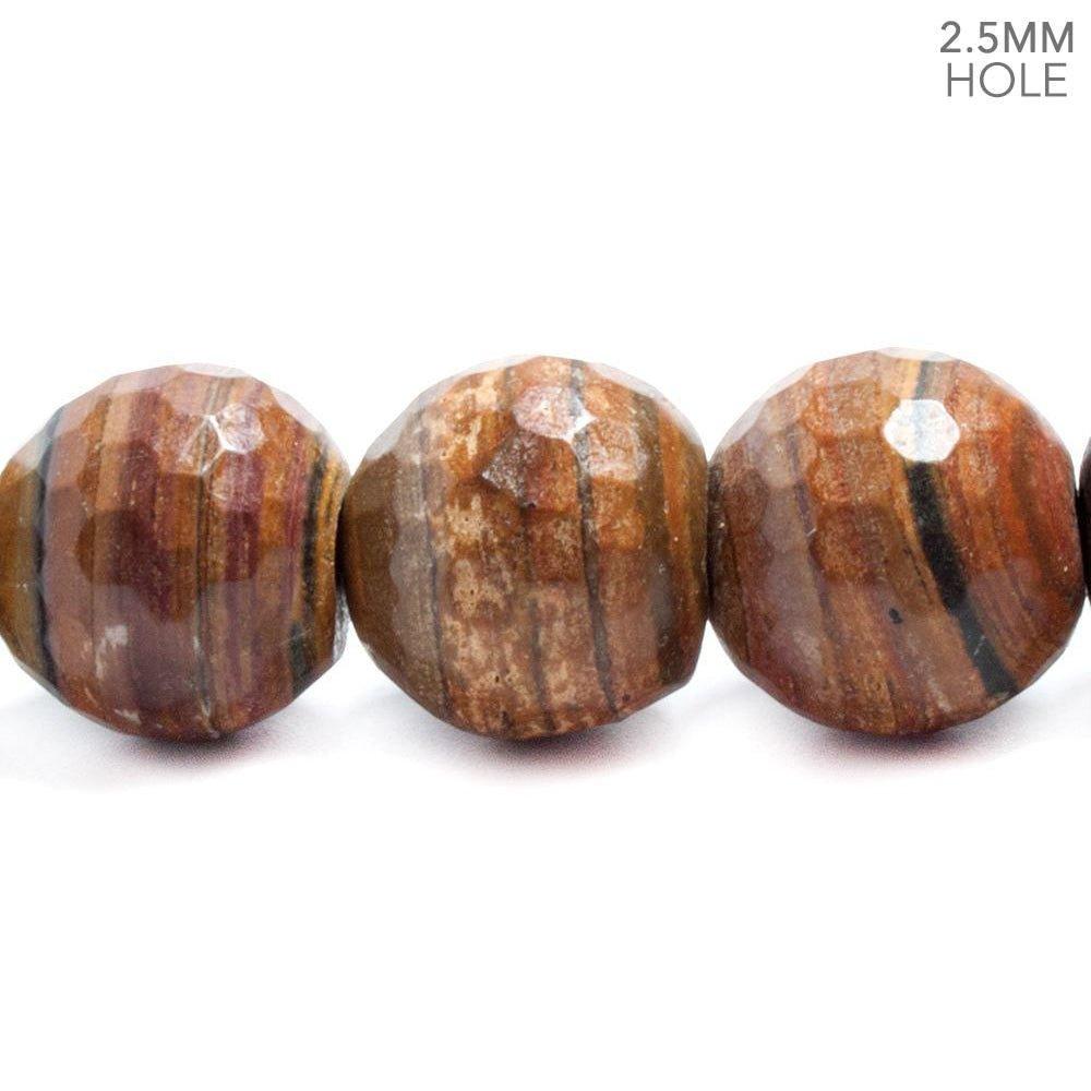 14mm Red Banded Jasper large hole faceted rounds 8 inches 15 beads - The Bead Traders