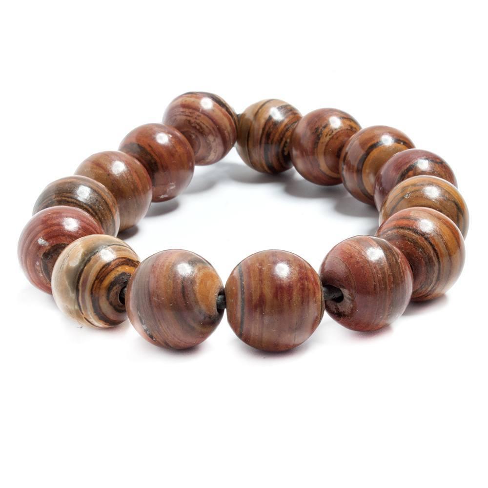 14mm Red Banded Jasper-like Clay large hole plain rounds 8 inches 15 beads - The Bead Traders