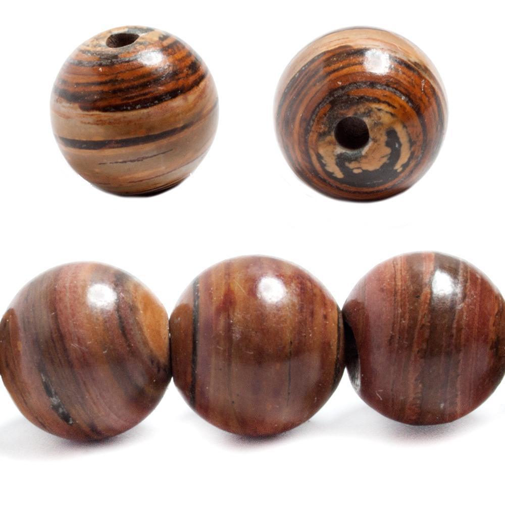 14mm Red Banded Jasper-like Clay large hole plain rounds 8 inches 15 beads - The Bead Traders