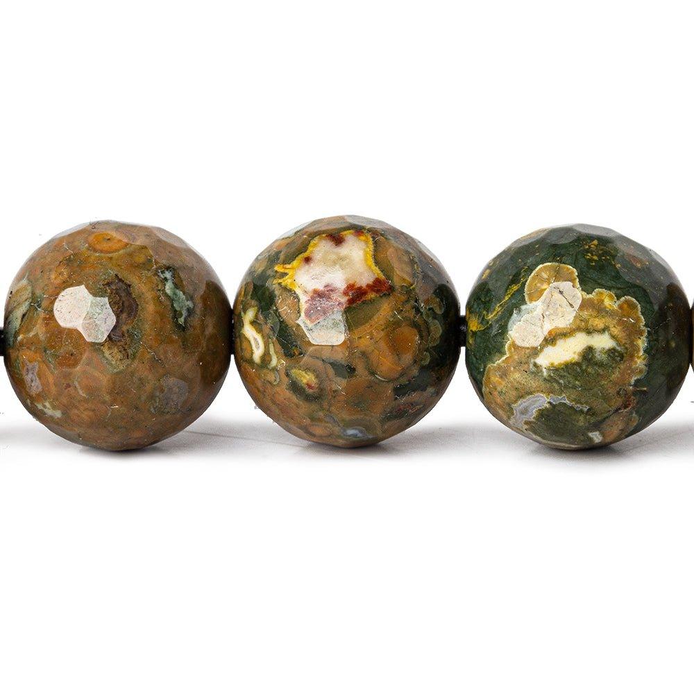 14mm Rhyolite large hole faceted rounds 7.5 inches 14 beads - The Bead Traders