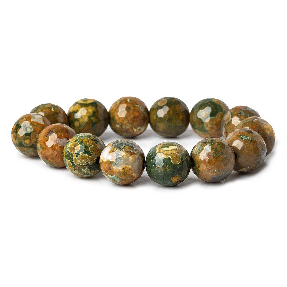 14mm Rhyolite large hole faceted rounds 7.5 inches 14 beads - The Bead Traders