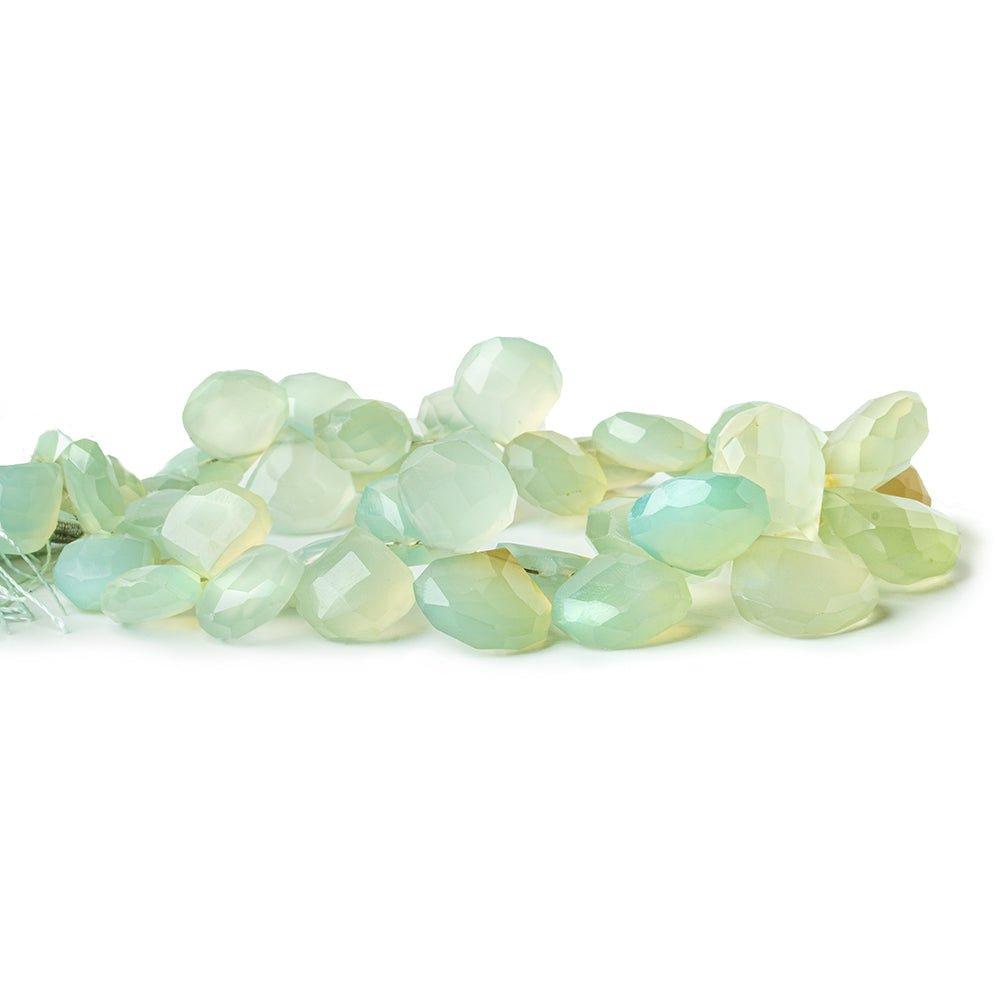 14mm Seaglass Green Chalcedony Faceted Heart Beads 8 inch 43 beads - The Bead Traders
