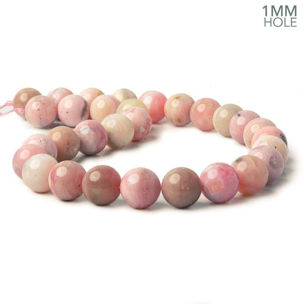 14mm Shaded Pink Peruvian Opal plain rounds 16 inch 30 beads 1mm Large Hole A - The Bead Traders