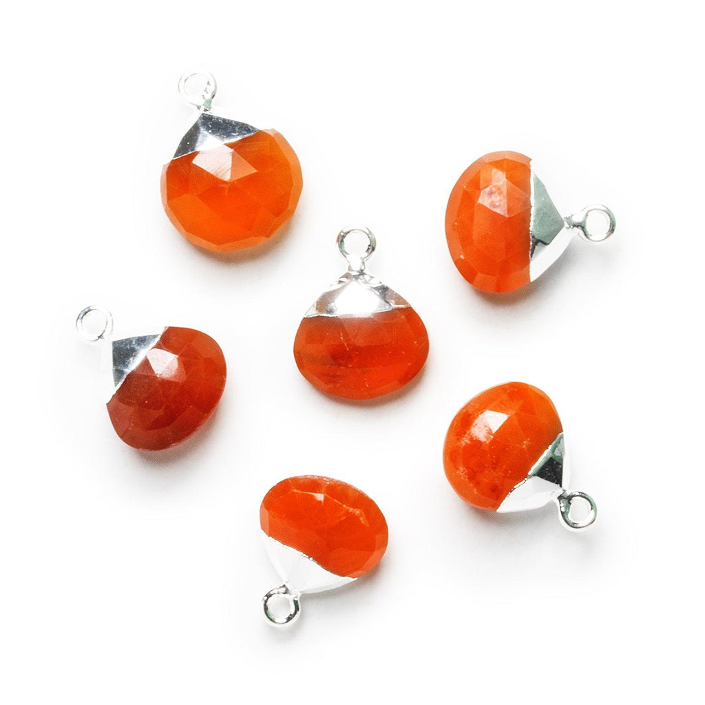 14mm Silver Leafed Carnelian Heart Pendant 1 Bead - The Bead Traders
