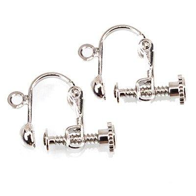 14mm Silver-tone Screwback Earring Finding, Set of 2 - The Bead Traders