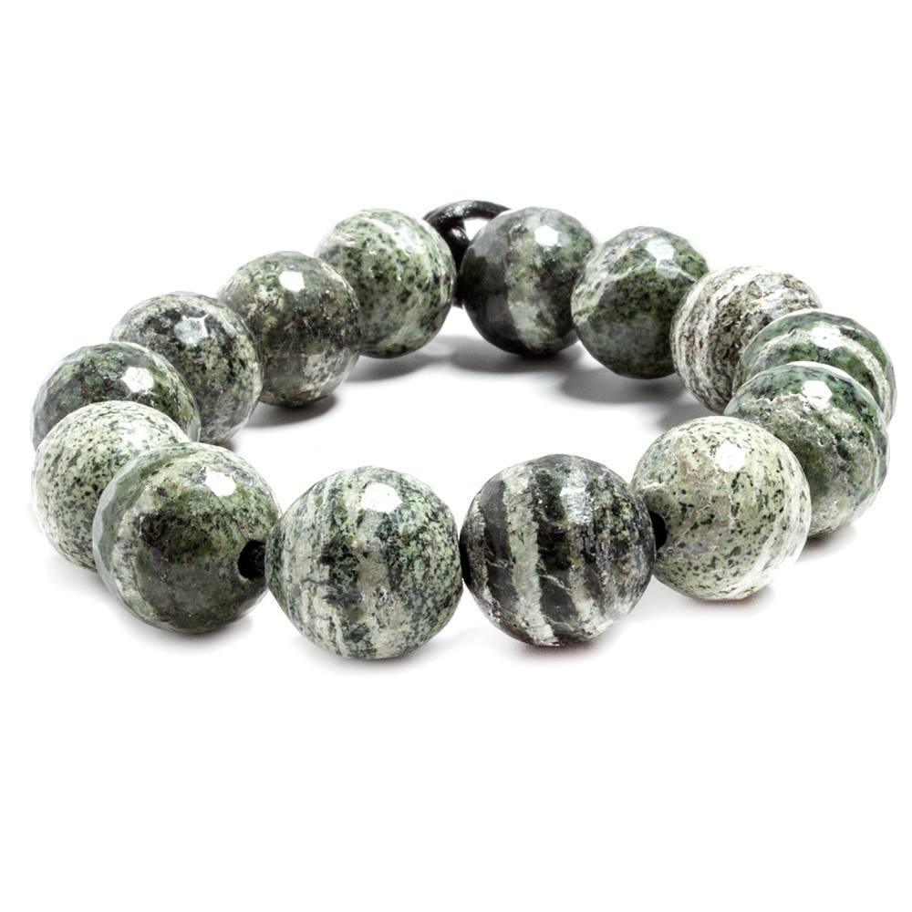 14mm Zebra Jasper faceted round beads 8.5 inches 18 pieces - The Bead Traders