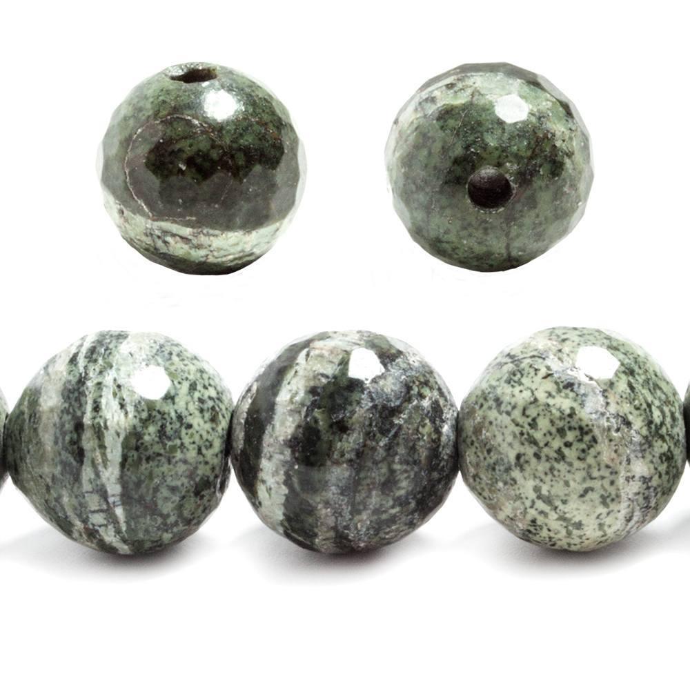 14mm Zebra Jasper faceted round beads 8.5 inches 18 pieces - The Bead Traders
