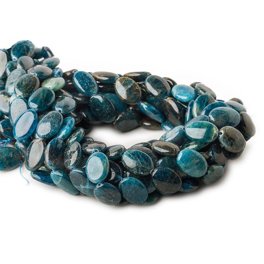 14x10-16x12mm Neon Blue Apatite plain oval beads 15 inch 25 pieces - The Bead Traders
