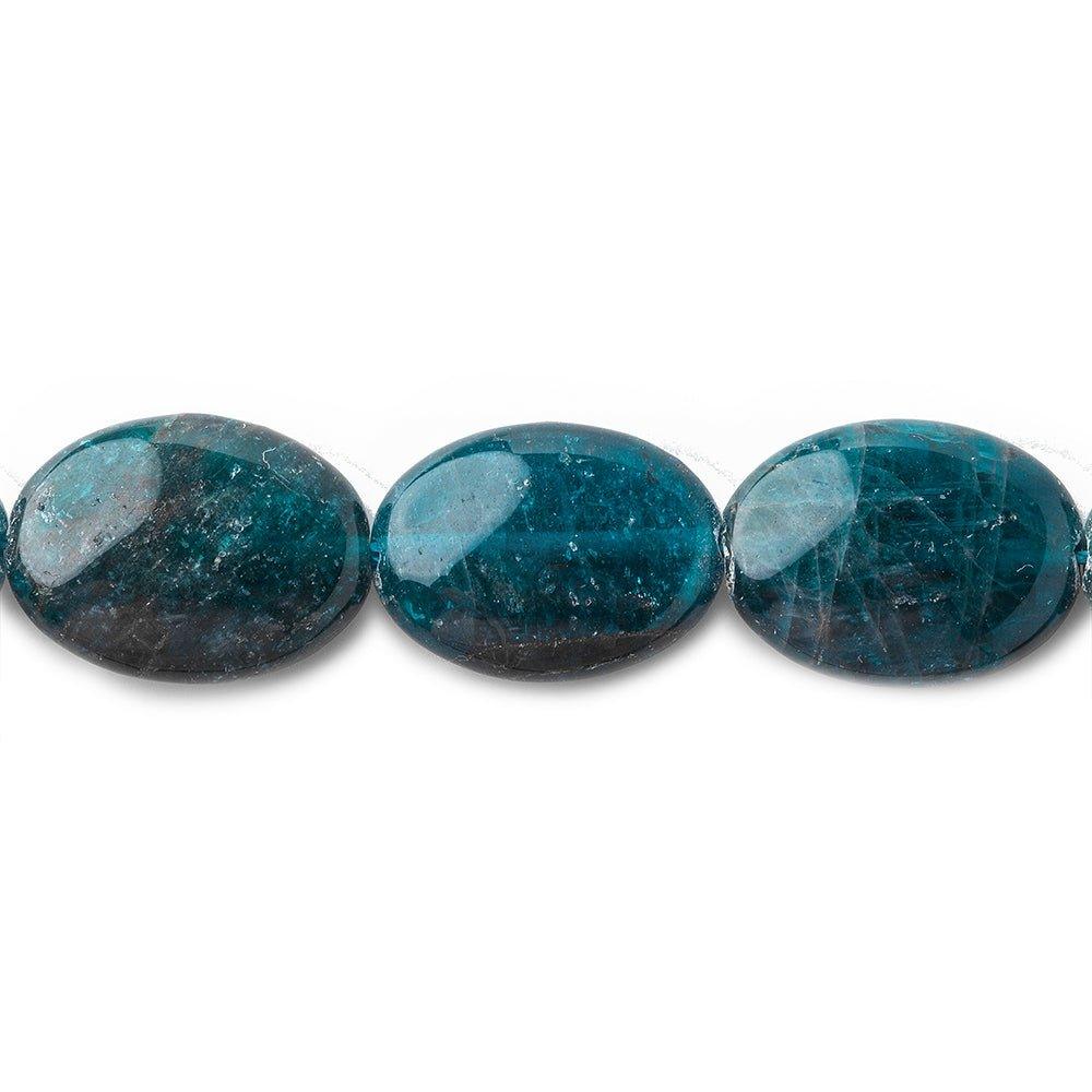 14x10-16x12mm Neon Blue Apatite plain oval beads 15 inch 25 pieces - The Bead Traders