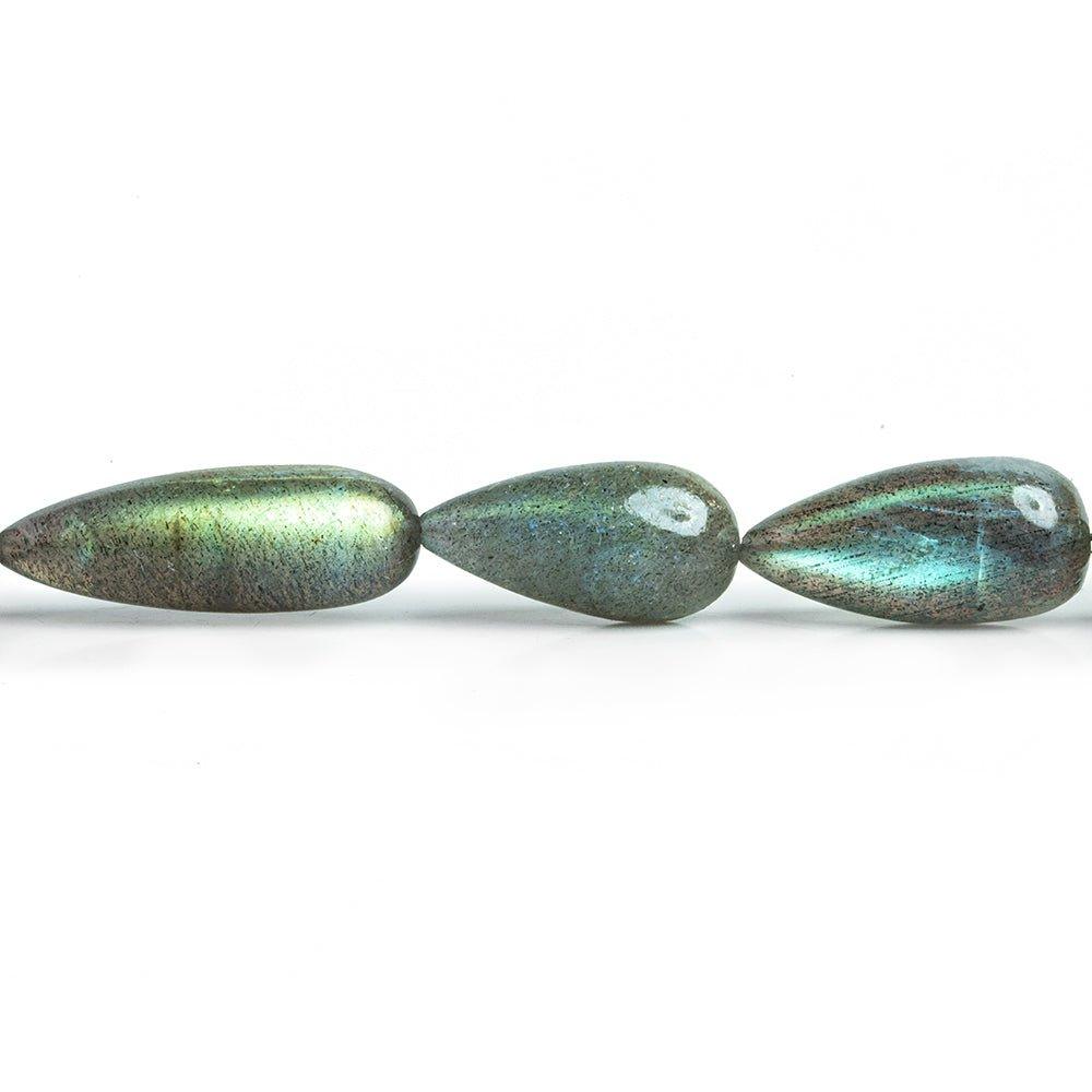 14x10mm-24x10mm Labradorite Straight Drilled Plain Teardrop Beads 9 inch 12 pieces - The Bead Traders