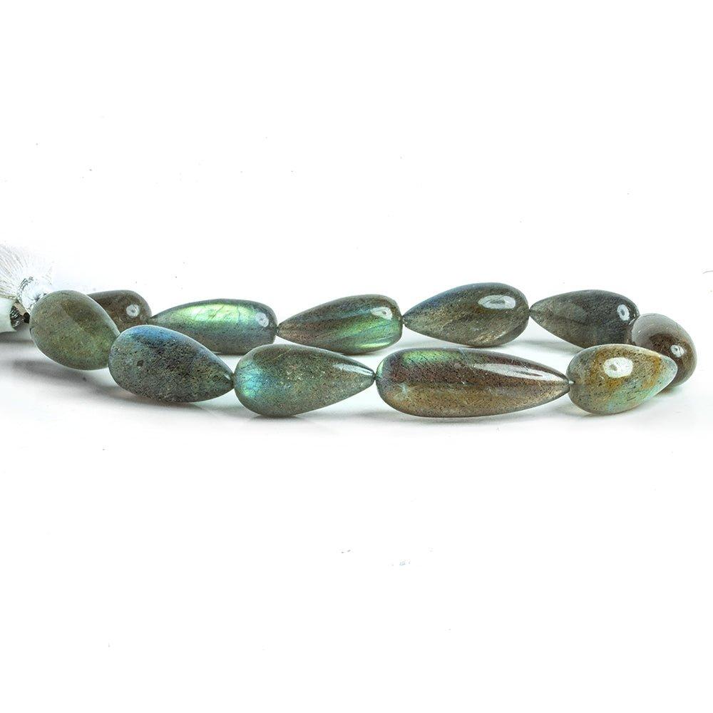 14x10mm-24x10mm Labradorite Straight Drilled Plain Teardrop Beads 9 inch 12 pieces - The Bead Traders