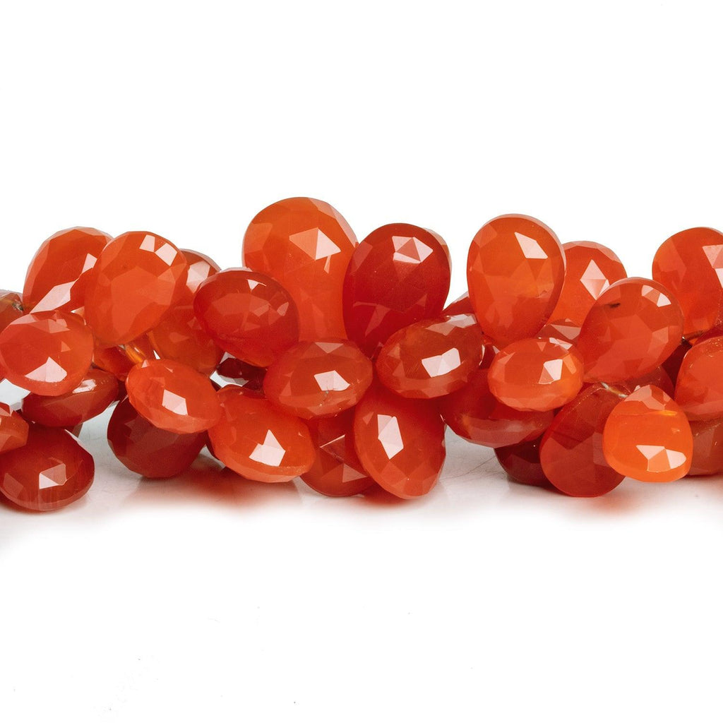 14x10mm Carnelian Faceted Pears 8 inch 51 beads - The Bead Traders