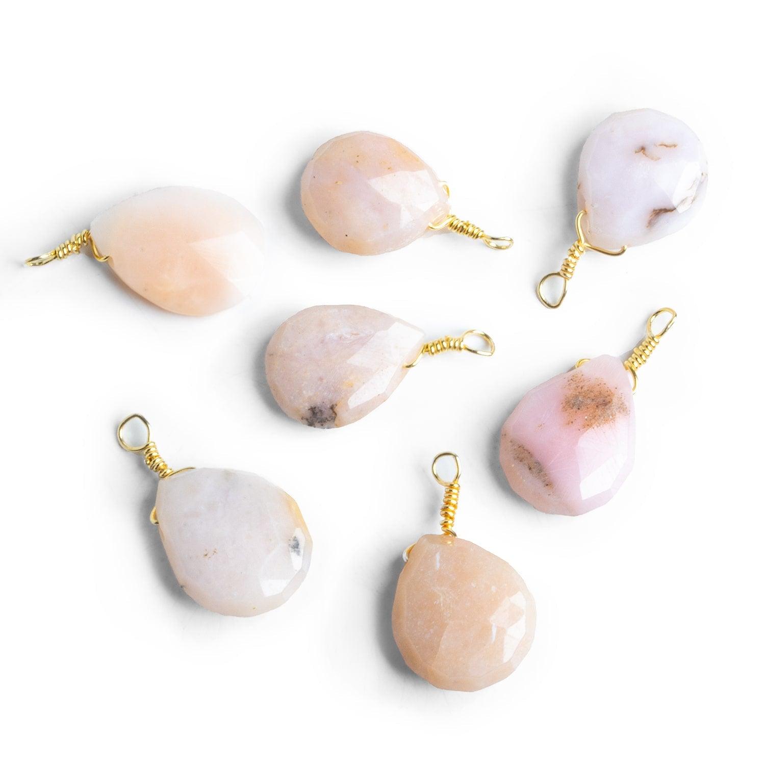 14x10mm Pink Peruvian Opal Pear Vermeil Wire Wrapped Pendant - The Bead Traders