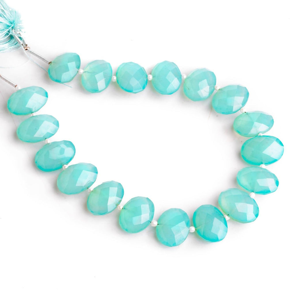 14x10mm Seablue Chalcedony Faceted Ovals 8 inch 18 beads - The Bead Traders