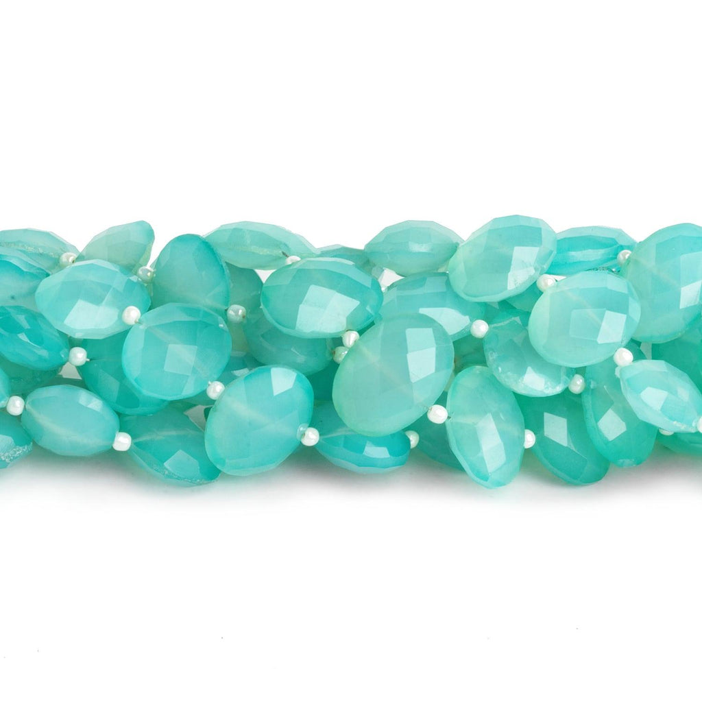 14x10mm Seablue Chalcedony Faceted Ovals 8 inch 18 beads - The Bead Traders