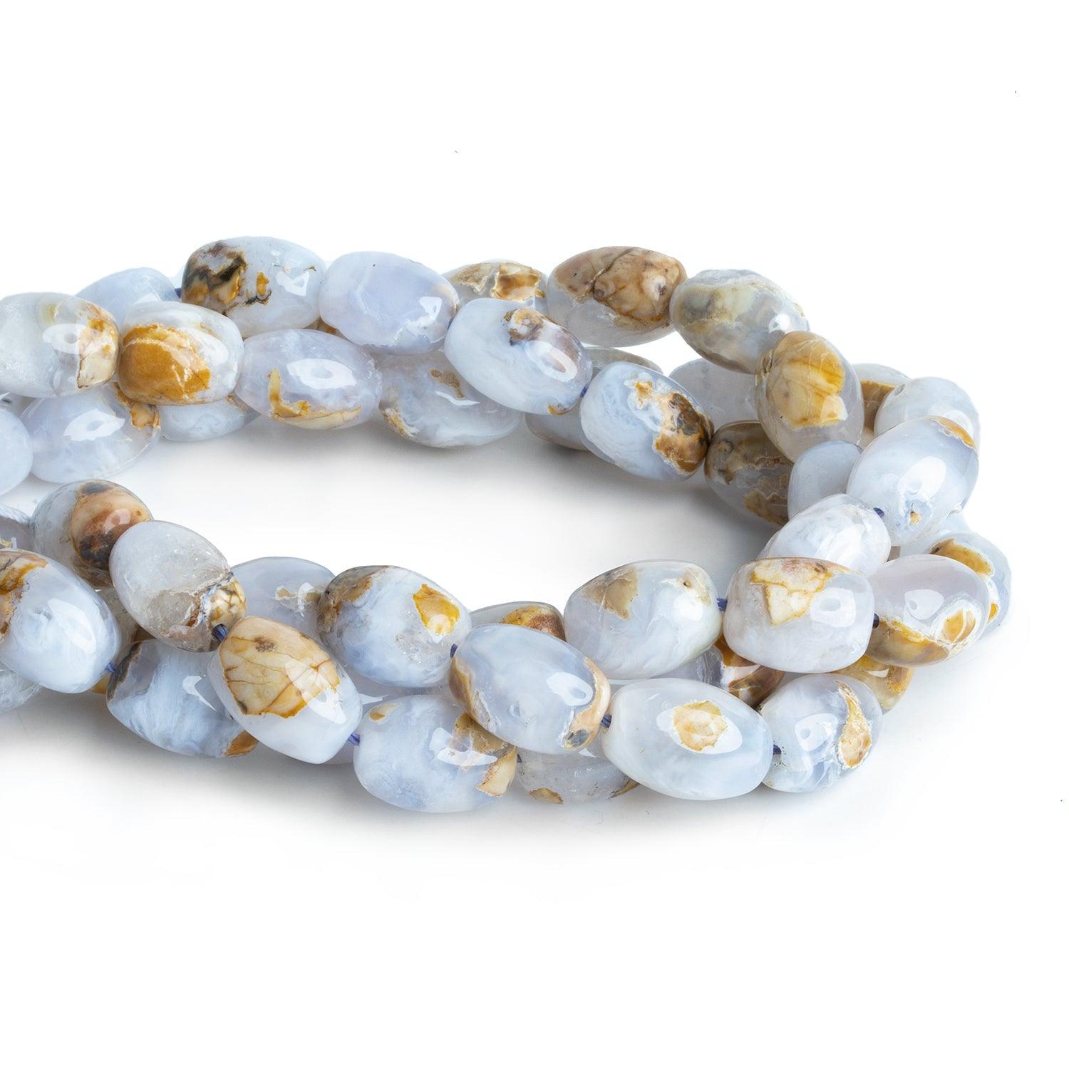 14x10mm Turkish Chalcedony w/ Matrix Drum Barrels 15 inch 25 beads - The Bead Traders