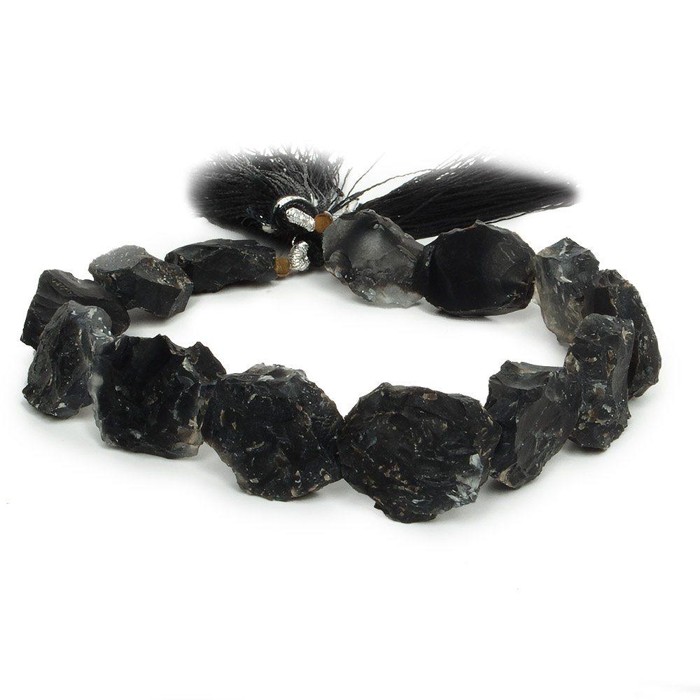 14x11-19x14mm Black Agate Hammer Faceted Oval Beads 8 inch 13 piece - The Bead Traders