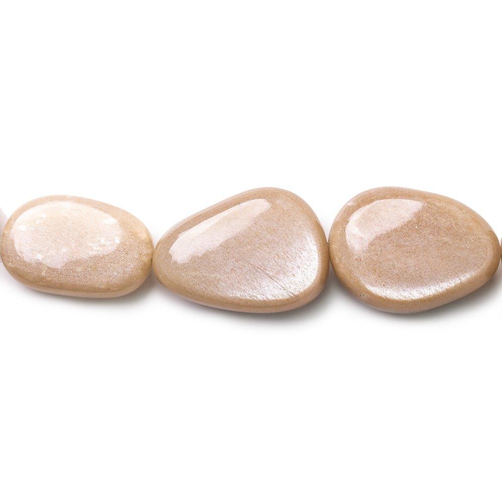 14x11-26x20mm Blush Peach Moonstone plain nugget beads 18 inches 25 pieces - The Bead Traders