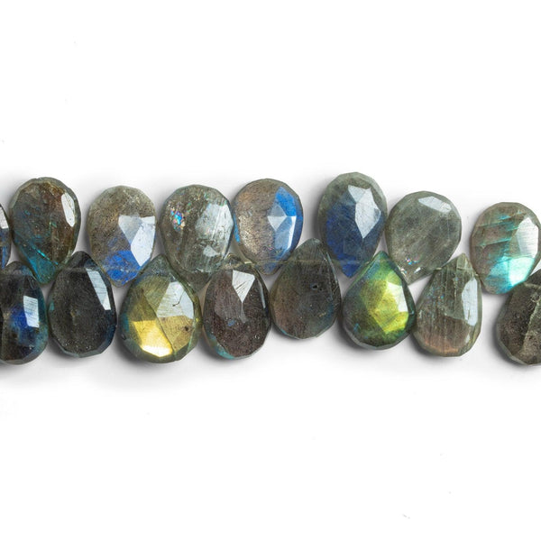 14x11mm Labradorite Faceted Pears 7.5 inch 35 beads