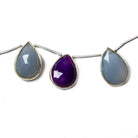 14x12-16x11mm Silver Bezel Multi Chalcedony faceted pear beads 8 inch 11 pieces. Color Treated - The Bead Traders