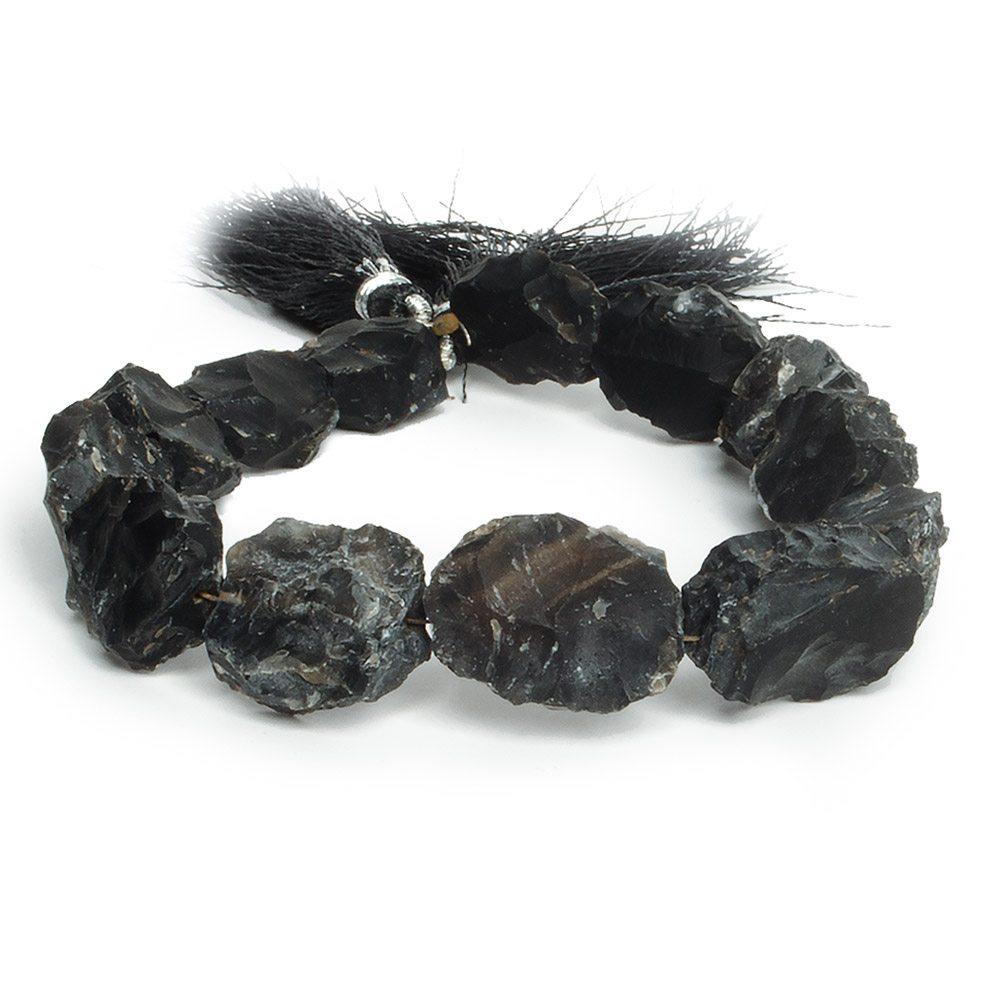 14x12-17x14mm Black Agate Hammer Faceted Oval Beads 8 inch 13 piece - The Bead Traders