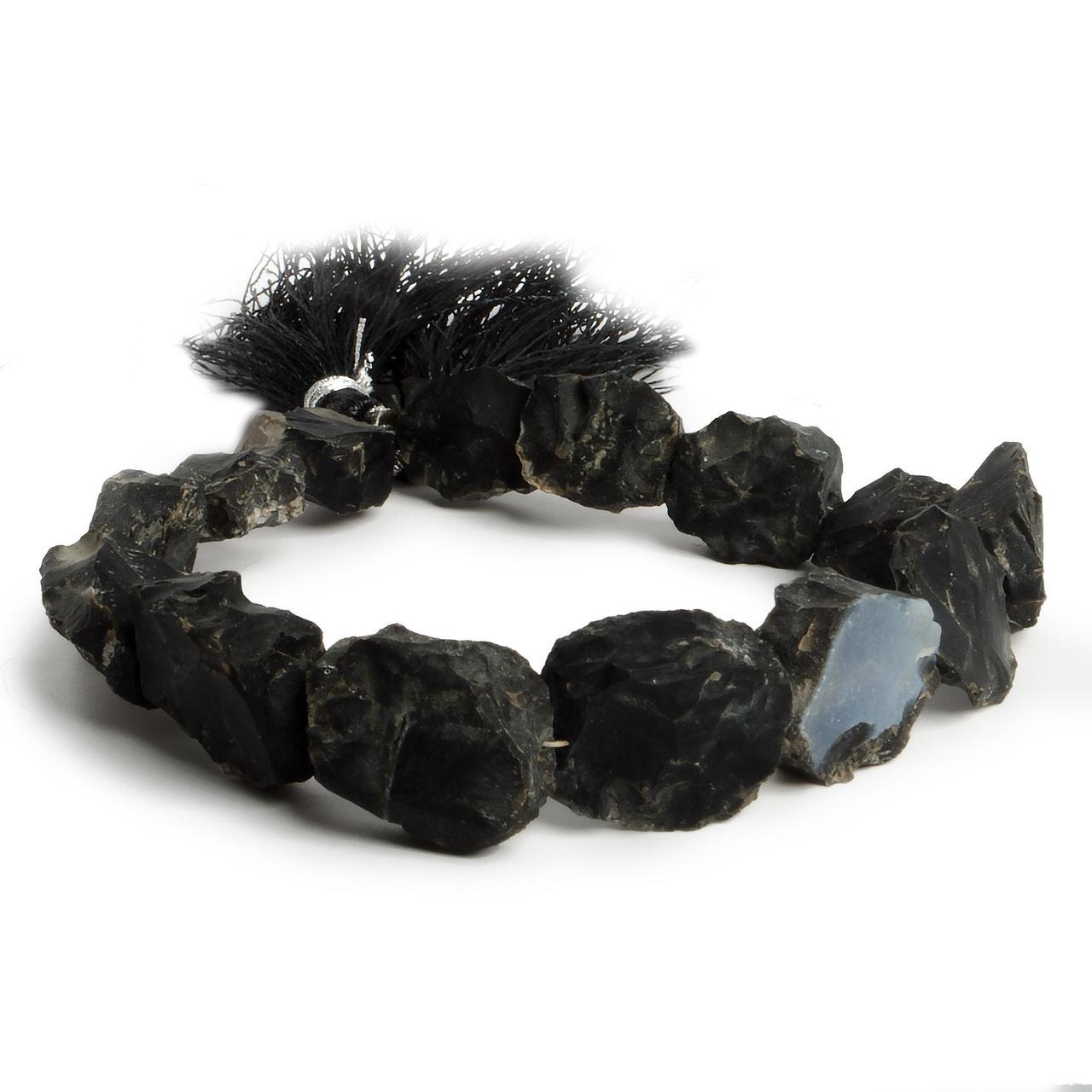 14x12-17x15mm Black Agate Hammer Faceted Rectangle Beads 8 inch 13 piece - The Bead Traders