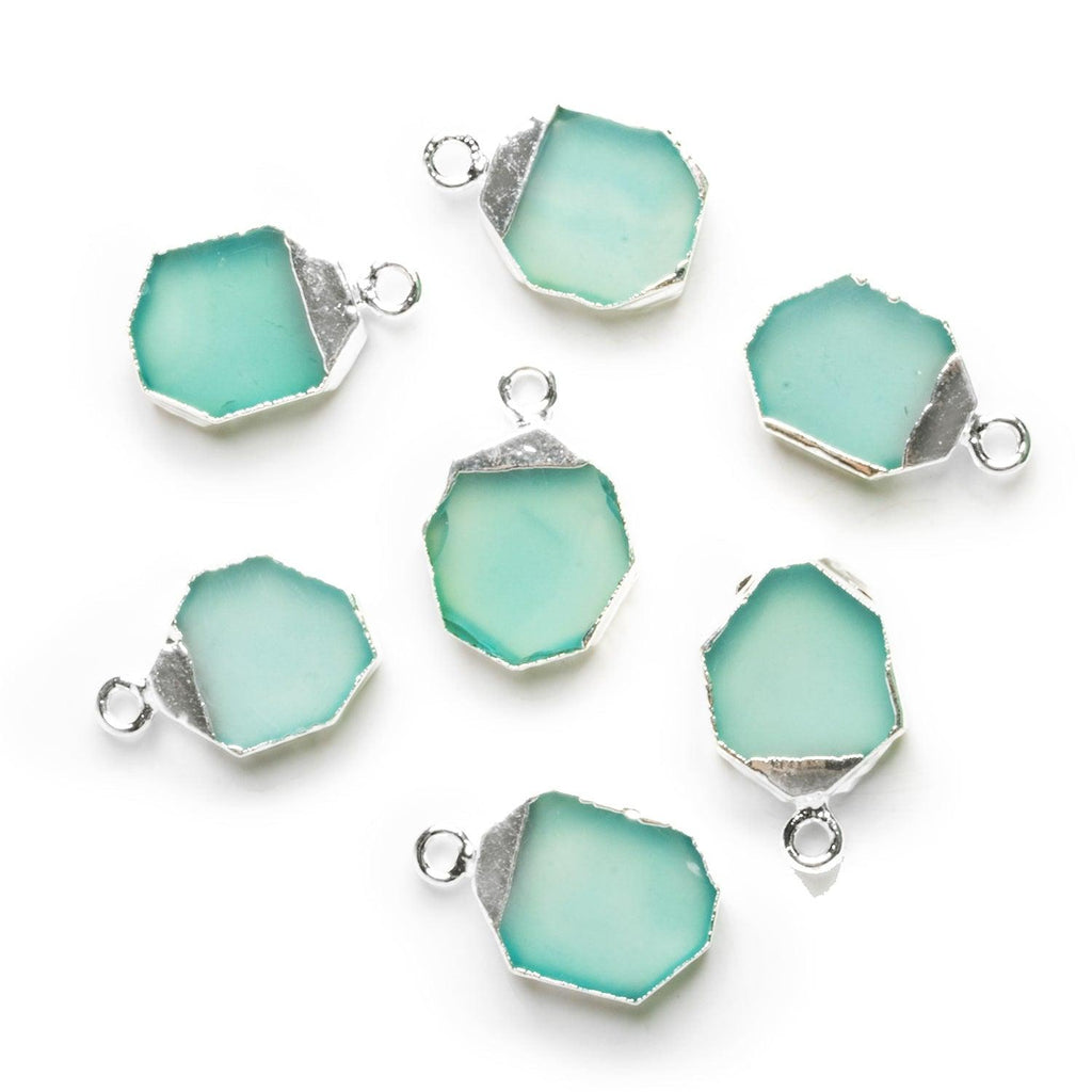 14x13mm Silver Leafed Seafoam Blue Chalcedony Nugget Pendant - The Bead Traders