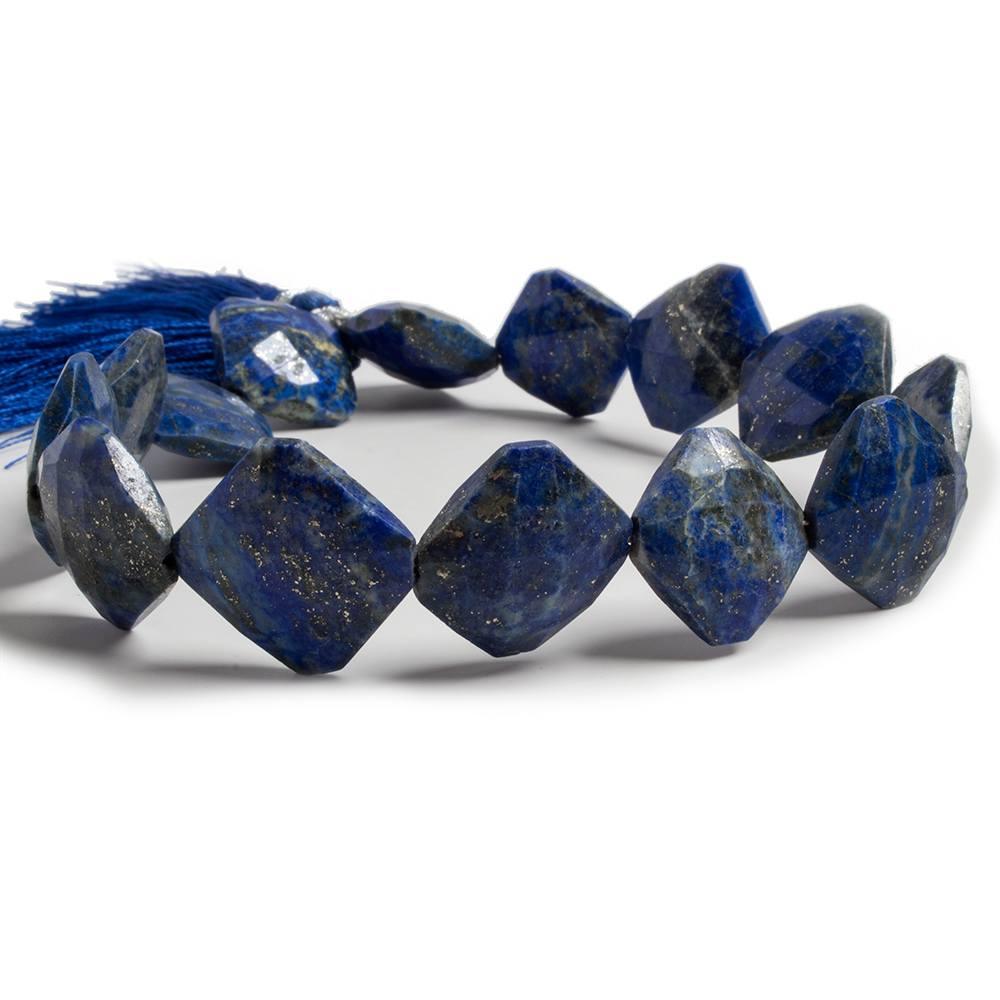 14x14-16x16mm Lapis Lazuli faceted pillow beads 10 inch 13 pieces - The Bead Traders