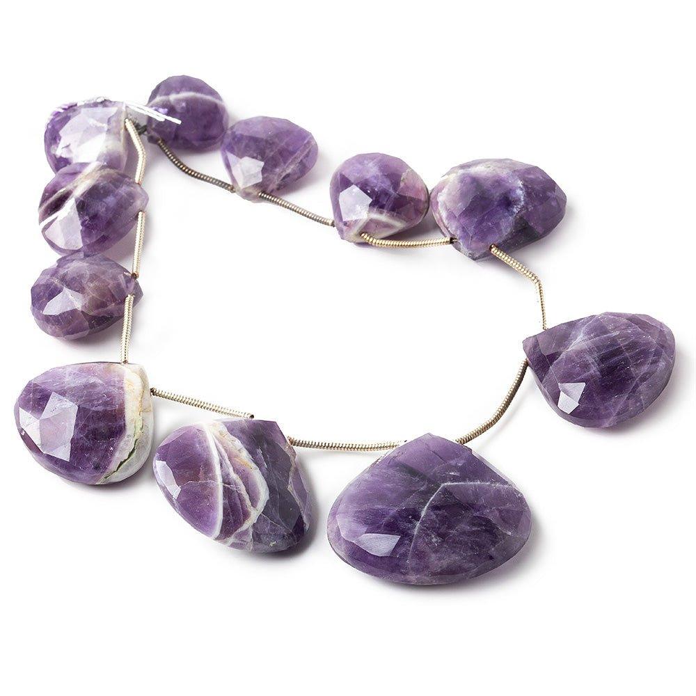 14x14-28x28mm Cape Amethyst faceted heart briolettes 8 inch 11 pieces - The Bead Traders