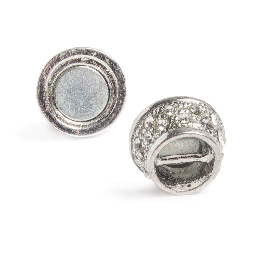 14x15mm Silvertone Rhinestone Barrel Magnetic Clasp 1 piece - The Bead Traders