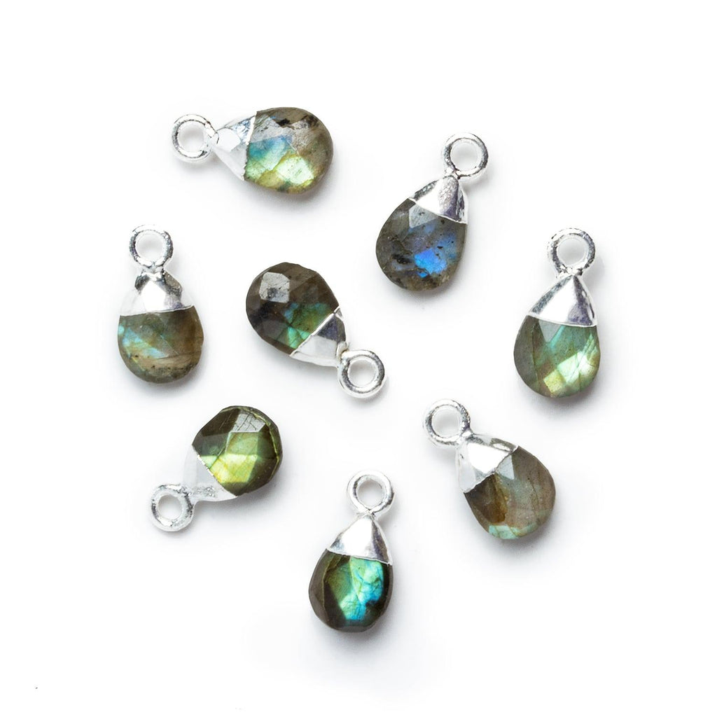 14x7mm Silver Leafed Labradorite Pear Pendant 1 Bead - The Bead Traders