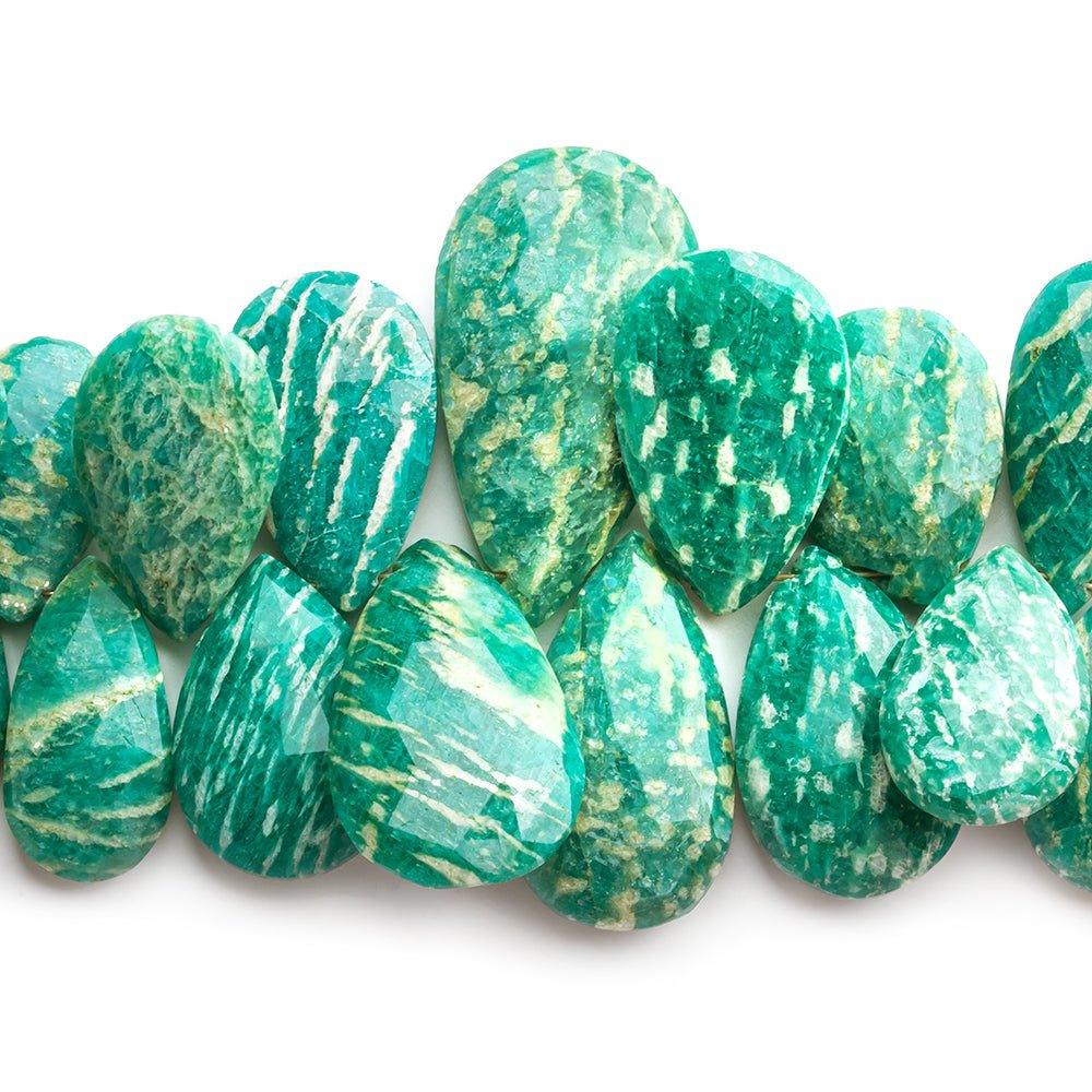 14x8mm-34x20mm Russian Amazonite Faceted Pear Beads 8 inch 42 pieces - The Bead Traders