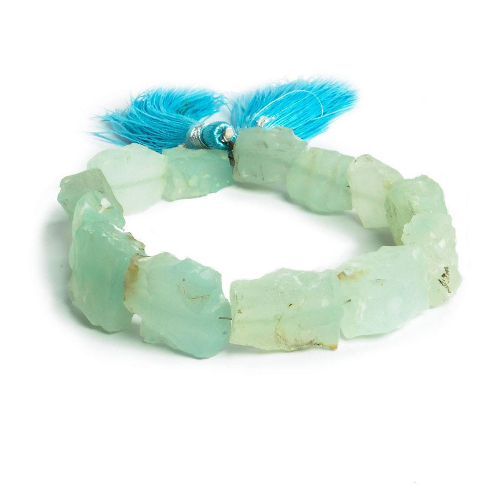 14x9-16x14mm Seaglass Aqua Agate Hammer Faceted Rectangle 8 inch 13 pcs - The Bead Traders