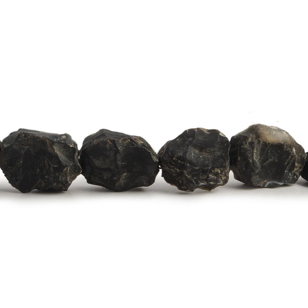 14x9-18x15mm Black Agate Hammer Faceted Oval Beads 8 inch 13 piece - The Bead Traders