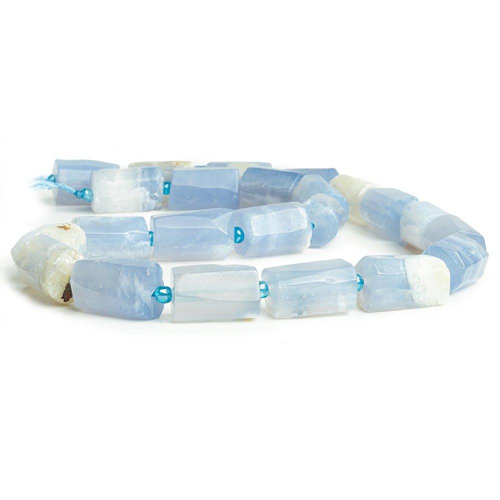 14x9mm-15.5x10mm Turkish Blue Chalcedony Faceted Tube Beads 16 inch 24 pieces - The Bead Traders