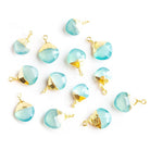 14x9mm-15.5x11m Gold Leafed Seafoam Blue Chalcedony Faceted Pillow Focal Pendant 1 Piece - Lot of 13 - The Bead Traders
