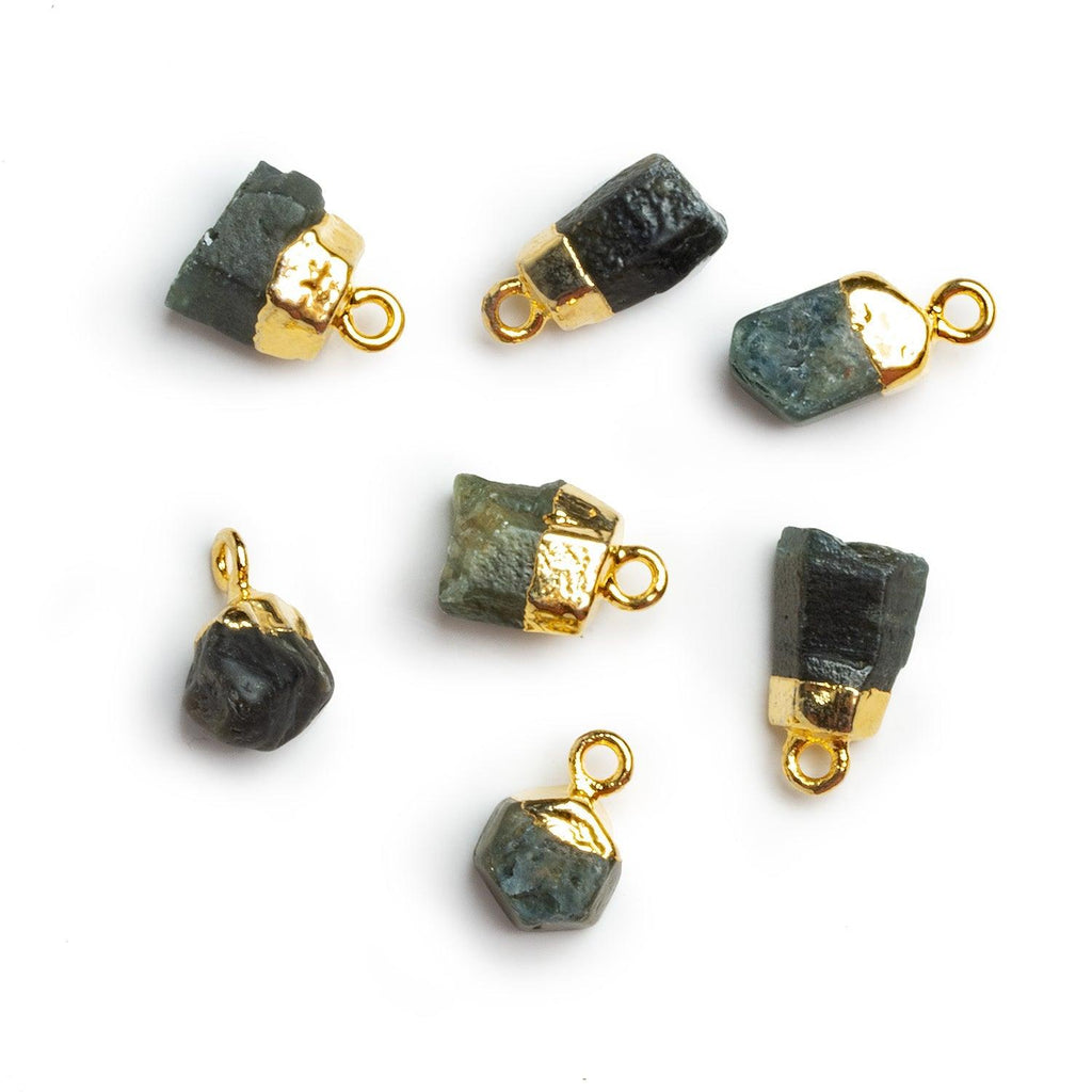 14x9mm Gold Leafed Emerald Tumbled Crystal Pendant 1 Bead - The Bead Traders