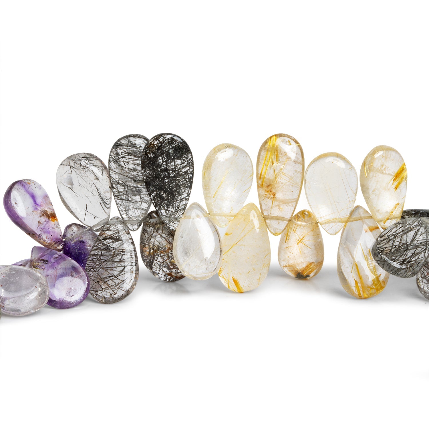 14x9mm Multi Gemstone Plain Pears 8 inch 48 beads - The Bead Traders